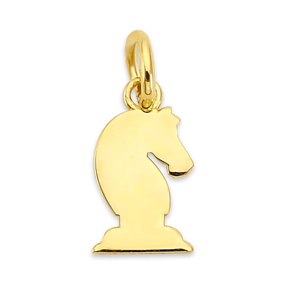 14k Solid Gold Knight Charm - Chess Figures Jewelry Gifts for Her - Picture 1 of 5